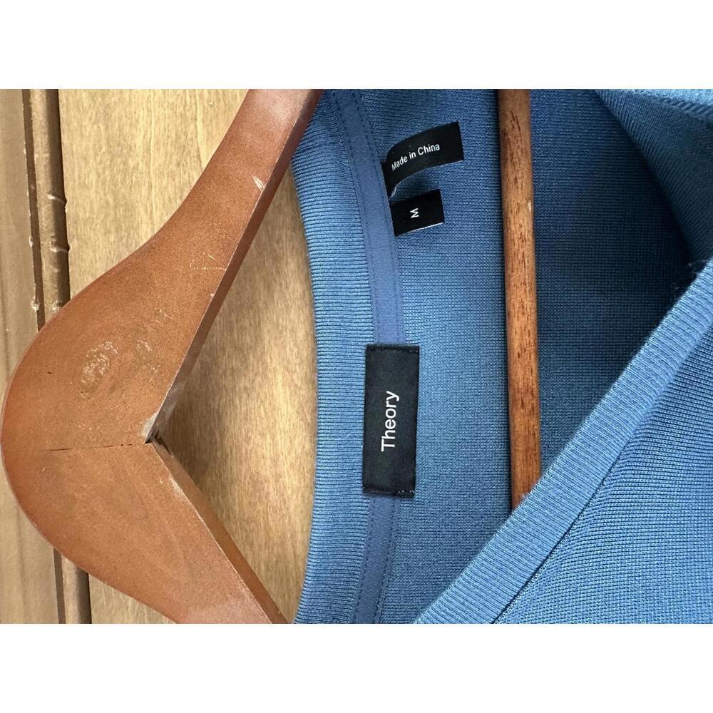 Theory Essential Long-Sleeve Tee in Anemone Modal Jersey Blue Lake Men’s Medium - Picture 6 of 12